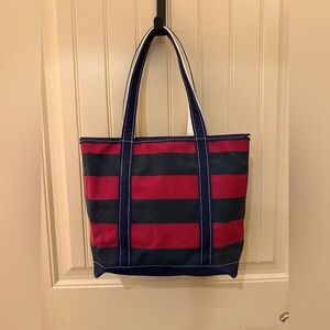 Vintage 90s L.L. Bean Boat & Tote Nautical Navy & Red Zip Top Medium